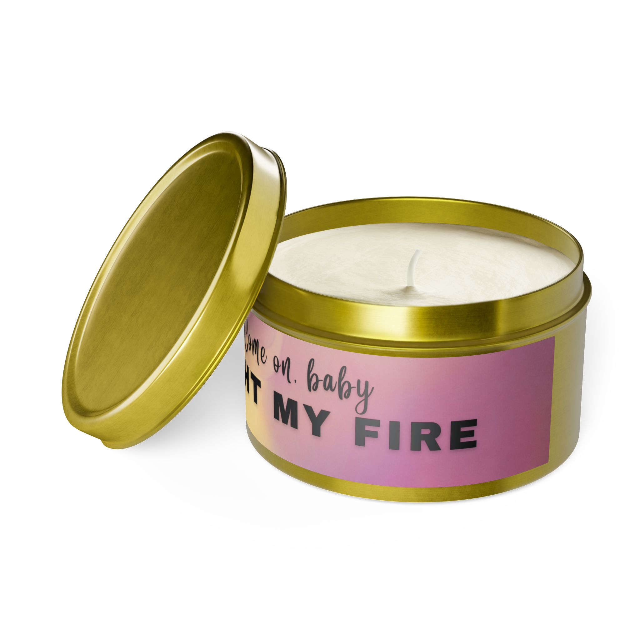 Gold Light My Fire Tin Candle - Image 8